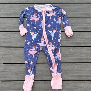 3-6 month Little Sleepies Ballerina Footies - Navy and Pink